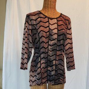 Ladies SIENNA GRACE Long Sleeve Tie Dyed Blouse w/lace accents - L